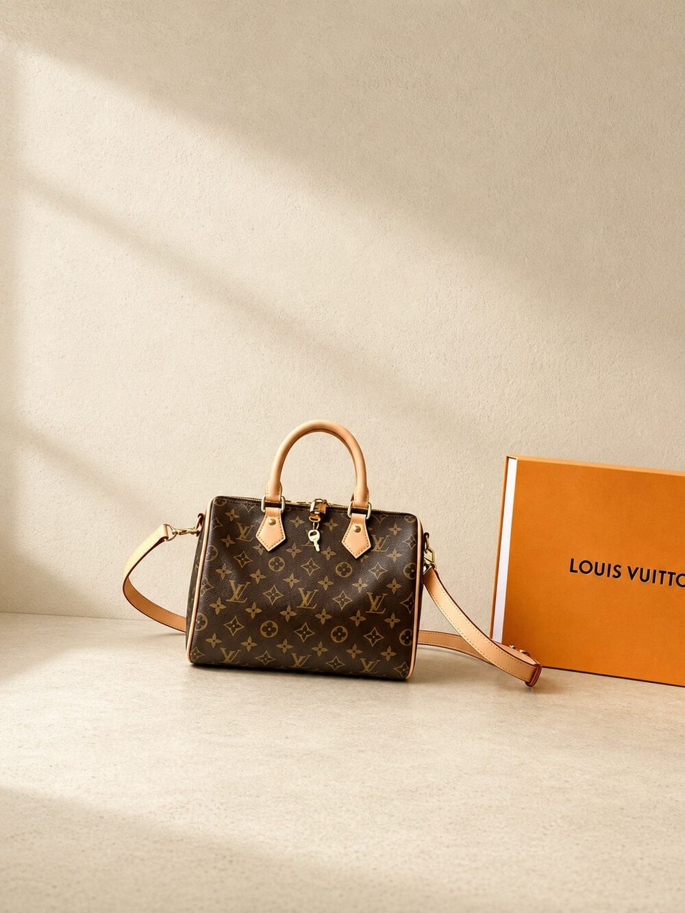 Louis Vuitton Speedy Bandouliere Handbag with Monogram Canvas and Gold Hardware - Picture 2 of 9